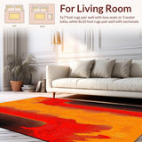 Ultra Soft Area Rug, Non Slip, Stain Resistant, Washable Area Rugs for Living Room, Bedroom, Sizzling Earthy Tones Composition(Orange)