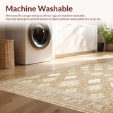 Ultra Soft Area Rug, Non Slip, Stain Resistant, Washable Area Rugs for Living Room, Bedroom, Elegant Beige Geometric Area with Diamond and Clean Lines(Beige)