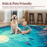 Ultra Soft Area Rug, Non Slip, Stain Resistant, Washable Area Rugs for Living Room, Bedroom, Discovery Island Area Rug Ocean Life Kids Play Mat Aquatic Animal Count Carpet(Blue)