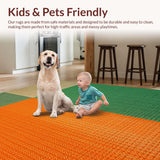 Ultra Soft Area Rug, Non Slip, Stain Resistant, Washable Area Rugs for Living Room, Bedroom, Vibrant Striped Entryway Rug for Minimalist Homes(Orange)