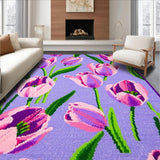 Ultra Soft Area Rug, Non Slip, Stain Resistant, Washable Area Rugs for Living Room, Bedroom, Elegant Tulip Bouquet Decorative Theme(Purple)