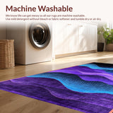 Ultra Soft Area Rug, Non Slip, Stain Resistant, Washable Area Rugs for Living Room, Bedroom, Chic Purple and Blue Harmony(Purple)