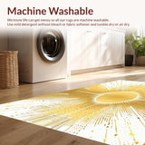 Ultra Soft Area Rug, Non Slip, Stain Resistant, Washable Area Rugs for Living Room, Bedroom, Lively Multicolored Pattern Ensemble(Gold)