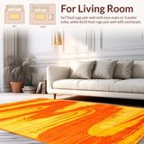 Ultra Soft Area Rug, Non Slip, Stain Resistant, Washable Area Rugs for Living Room, Bedroom, Bright Playful Shaded Color Splash(Orange)