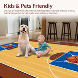 Ultra Soft Area Rug, Non Slip, Stain Resistant, Washable Area Rugs for Living Room, Bedroom, Contemporary Athletic Graphic Design(Brown)