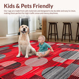 Ultra Soft Area Rug, Non Slip, Stain Resistant, Washable Area Rugs for Living Room, Bedroom, Sophisticated Geometric Red Accents(Red)