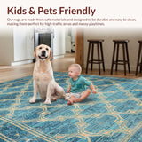 Ultra Soft Area Rug, Non Slip, Stain Resistant, Washable Area Rugs for Living Room, Bedroom, Elegant Oceanic Distressed Motif(Blue)