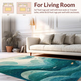 Ultra Soft Area Rug, Non Slip, Stain Resistant, Washable Area Rugs for Living Room, Bedroom, Whale and Octopus Themed Runner Rug with Tranquil Oceanic Swirls and Fish Motifs(Blue)