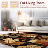Ultra Soft Area Rug, Non Slip, Stain Resistant, Washable Area Rugs for Living Room, Bedroom, Vintage Maple Leaf Aesthetic(Black)