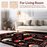 Ultra Soft Area Rug, Non Slip, Stain Resistant, Washable Area Rugs for Living Room, Bedroom, Vibrant Witchcraft Inspired Decor(Red)