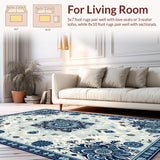 Ultra Soft Area Rug, Non Slip, Stain Resistant, Washable Area Rugs for Living Room, Bedroom, Bold Geometric Mandala Aesthetic(White)