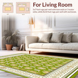 Ultra Soft Area Rug, Non Slip, Stain Resistant, Washable Area Rugs for Living Room, Bedroom, Olive Grove Green Beige Low Pile Vintage(Green)