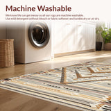 Ultra Soft Area Rug, Non Slip, Stain Resistant, Washable Area Rugs for Living Room, Bedroom, Stylish Natural Hues Medallion Style(Brown)