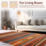 Ultra Soft Area Rug, Non Slip, Stain Resistant, Washable Area Rugs for Living Room, Bedroom, Cozy Distressed Patterned Visual Appeal(Orange)