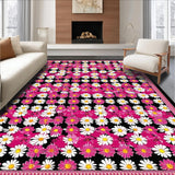 Ultra Soft Area Rug, Non Slip, Stain Resistant, Washable Area Rugs for Living Room, Bedroom, Whimsical Daisy Patterned Design(Pink)