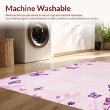 Ultra Soft Area Rug, Non Slip, Stain Resistant, Washable Area Rugs for Living Room, Bedroom, Playful Nature-Themed Soft Mat(Pink)
