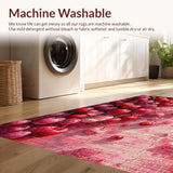 Ultra Soft Area Rug, Non Slip, Stain Resistant, Washable Area Rugs for Living Room, Bedroom, Sweet Cherry Bomb Bow Rug Featuring Juicy Fruit Details and Elegant Pink Ribbon(Red)