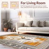 Ultra Soft Area Rug, Non Slip, Stain Resistant, Washable Area Rugs for Living Room, Bedroom, Artistic Neutral Safari Theme(Gold)