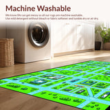 Ultra Soft Area Rug, Non Slip, Stain Resistant, Washable Area Rugs for Living Room, Bedroom, Vibrant Urban Playground Design(Green)