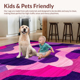 Ultra Soft Area Rug, Non Slip, Stain Resistant, Washable Area Rugs for Living Room, Bedroom, Artful Rustic Braided Textures(Purple)
