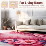Ultra Soft Area Rug, Non Slip, Stain Resistant, Washable Area Rugs for Living Room, Bedroom, Coquette Pastel Rose Washable Door Mat for Hotels(Pink)