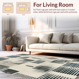 Ultra Soft Area Rug, Non Slip, Stain Resistant, Washable Area Rugs for Living Room, Bedroom, Modern Pinstripe Echo Rug With Bold Alternating Linework Abstract Pattern(Gray)
