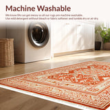 Ultra Soft Area Rug, Non Slip, Stain Resistant, Washable Area Rugs for Living Room, Bedroom, Hand-Woven Artisanal Bedroom Meditation Space Carpet(Orange)