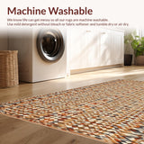 Ultra Soft Area Rug, Non Slip, Stain Resistant, Washable Area Rugs for Living Room, Bedroom, Chic Earthy Geometric Weave(Orange)