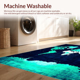 Ultra Soft Area Rug, Non Slip, Stain Resistant, Washable Area Rugs for Living Room, Bedroom, Rustic World Map Aesthetic(Blue)