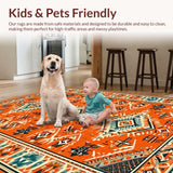 Ultra Soft Area Rug, Non Slip, Stain Resistant, Washable Area Rugs for Living Room, Bedroom, Quirky Half Circle Color Splash(Orange)