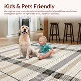 Ultra Soft Area Rug, Non Slip, Stain Resistant, Washable Area Rugs for Living Room, Bedroom, Cozy Rustic Checkered Design(Beige)