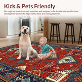 Ultra Soft Area Rug, Non Slip, Stain Resistant, Washable Area Rugs for Living Room, Bedroom, Cozy Textural Braided Visual(Red)