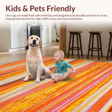 Ultra Soft Area Rug, Non Slip, Stain Resistant, Washable Area Rugs for Living Room, Bedroom, Chic Minimalist Tapestry Vibe(Orange)
