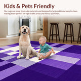 Ultra Soft Area Rug, Non Slip, Stain Resistant, Washable Area Rugs for Living Room, Bedroom, Vibrant Modern Artistic Wave Design(Purple)