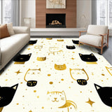 Ultra Soft Area Rug, Non Slip, Stain Resistant, Washable Area Rugs for Living Room, Bedroom, Chic Monochrome Feline Artwork(Gold)