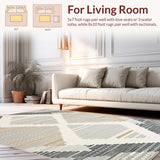 Ultra Soft Area Rug, Non Slip, Stain Resistant, Washable Area Rugs for Living Room, Bedroom, Sophisticated Vintage Tiled Motif(Gray)