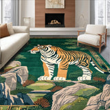 Ultra Soft Area Rug, Non Slip, Stain Resistant, Washable Area Rugs for Living Room, Bedroom, Artistic Tribal Design Element(Green)