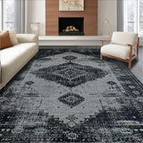 Ultra Soft Area Rug, Non Slip, Stain Resistant, Washable Area Rugs for Living Room, Bedroom, Transitional Earthy Ogee Pattern(Gray)