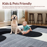 Ultra Soft Area Rug, Non Slip, Stain Resistant, Washable Area Rugs for Living Room, Bedroom, Elegant Minimalist Geometric Print(Black)
