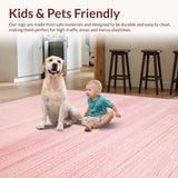 Ultra Soft Area Rug, Non Slip, Stain Resistant, Washable Area Rugs for Living Room, Bedroom, Vibrant Sweet Feminine Touch(Pink)