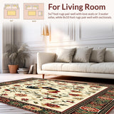 Ultra Soft Area Rug, Non Slip, Stain Resistant, Washable Area Rugs for Living Room, Bedroom, Rustic Farmhouse Kitchen Area with Charming Rooster & Floral Print(Beige)