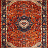 Ultra Soft Area Rug, Non Slip, Stain Resistant, Washable Area Rugs for Living Room, Bedroom, Rustic Traditional Floral Arrangement(Red)