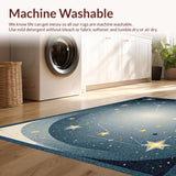 Ultra Soft Area Rug, Non Slip, Stain Resistant, Washable Area Rugs for Living Room, Bedroom, Whimsical Celestial Starburst Design(Blue)
