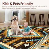 Ultra Soft Area Rug, Non Slip, Stain Resistant, Washable Area Rugs for Living Room, Bedroom, Sophisticated Southwest Inspired Design(Brown)