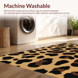 Ultra Soft Area Rug, Non Slip, Stain Resistant, Washable Area Rugs for Living Room, Bedroom, Stylish Non-Shedding Dormitory Leopard Accent Rug(Beige)