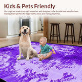 Ultra Soft Area Rug, Non Slip, Stain Resistant, Washable Area Rugs for Living Room, Bedroom, Trendy Funky Circular Motif(Purple)