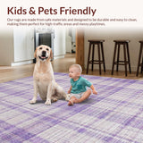 Ultra Soft Area Rug, Non Slip, Stain Resistant, Washable Area Rugs for Living Room, Bedroom, Decorative Bow Shape Rug Cute Room Decor Lavender Aesthetic Carpet(Purple)