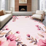 Ultra Soft Area Rug, Non Slip, Stain Resistant, Washable Area Rugs for Living Room, Bedroom, Stylish Bright Floral Medley(Beige)
