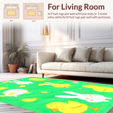 Ultra Soft Area Rug, Non Slip, Stain Resistant, Washable Area Rugs for Living Room, Bedroom, Lighthearted Cartoon Animal Theme(Green)