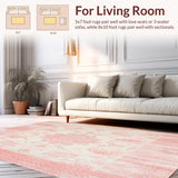 Ultra Soft Area Rug, Non Slip, Stain Resistant, Washable Area Rugs for Living Room, Bedroom, Floral Area Bohemian Flair Modern Home Decor Pink & Beige(Pink)